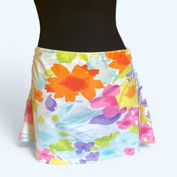 LAUREN Ralph LAUREN Floral Watercolor Mini Skirt Large Boho Chic Hippy - Picture 3 of 11